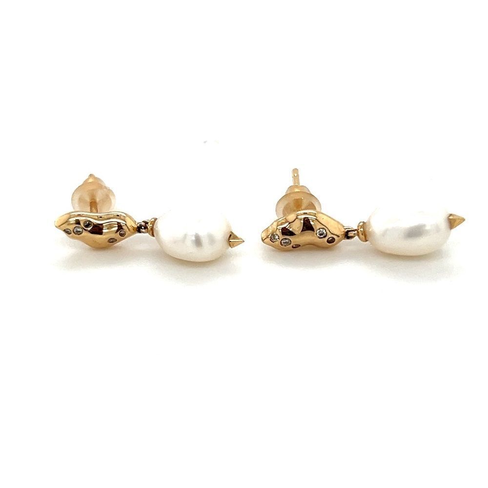 Limited Edition Kendra Scott 14K Gold Pearl/Diamonds Earrings